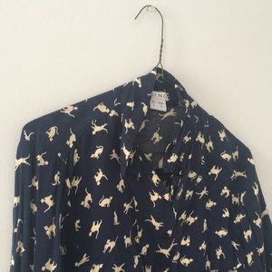 KLING Oversize Kitten Motif Bat-Wing Blouse
